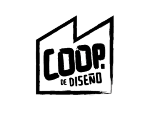 Logo de la cooperativa de diseño una fábrica minimalista de 6 lados  en pinceladas